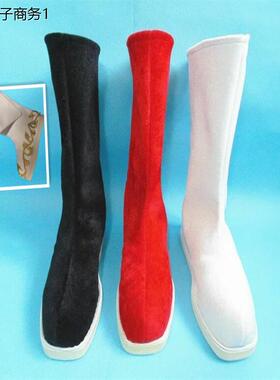 古装靴子cos男女黑白红色古装鞋子古代戏曲武侠演出古典表演靴子