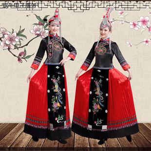 新款畲族舞蹈演出服少数民族服饰凤凰刺绣盛装女婚嫁凤冠头饰套装