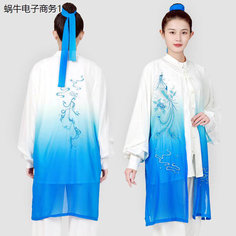 太极服新款披沙女变色刺绣披风武术太极拳比赛演出服男外搭披肩