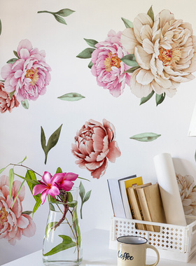 MJ12002创意彩色花卉免胶装饰墙贴客厅卧室背景隐藏胶不含pvc墙贴