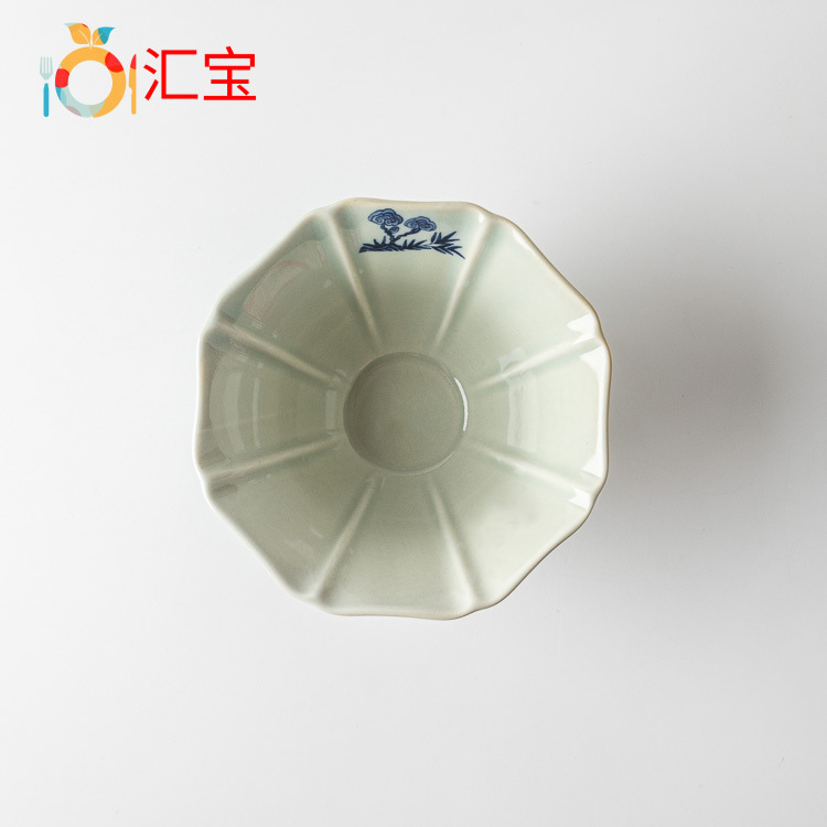 青花瓷深碗复古碗餐厅餐具条纹碗喇叭碗甜品碗陶瓷碗米饭碗小碗子