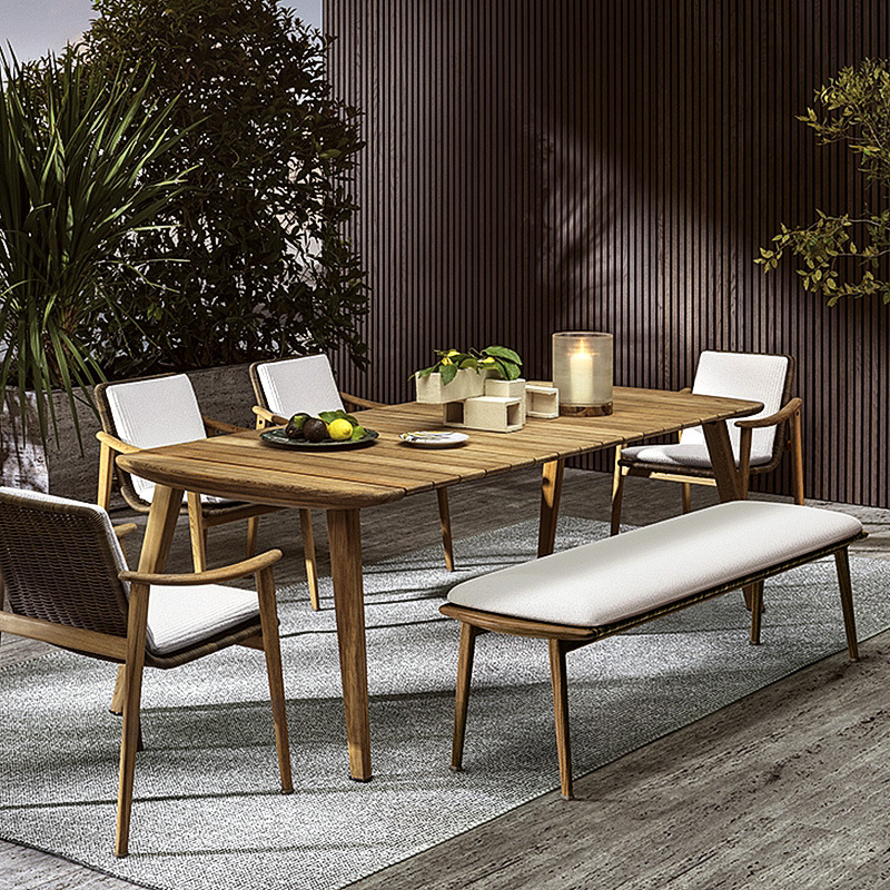 露台休闲桌椅组合户外藤椅北欧实木家用藤编餐桌椅outdoor chair