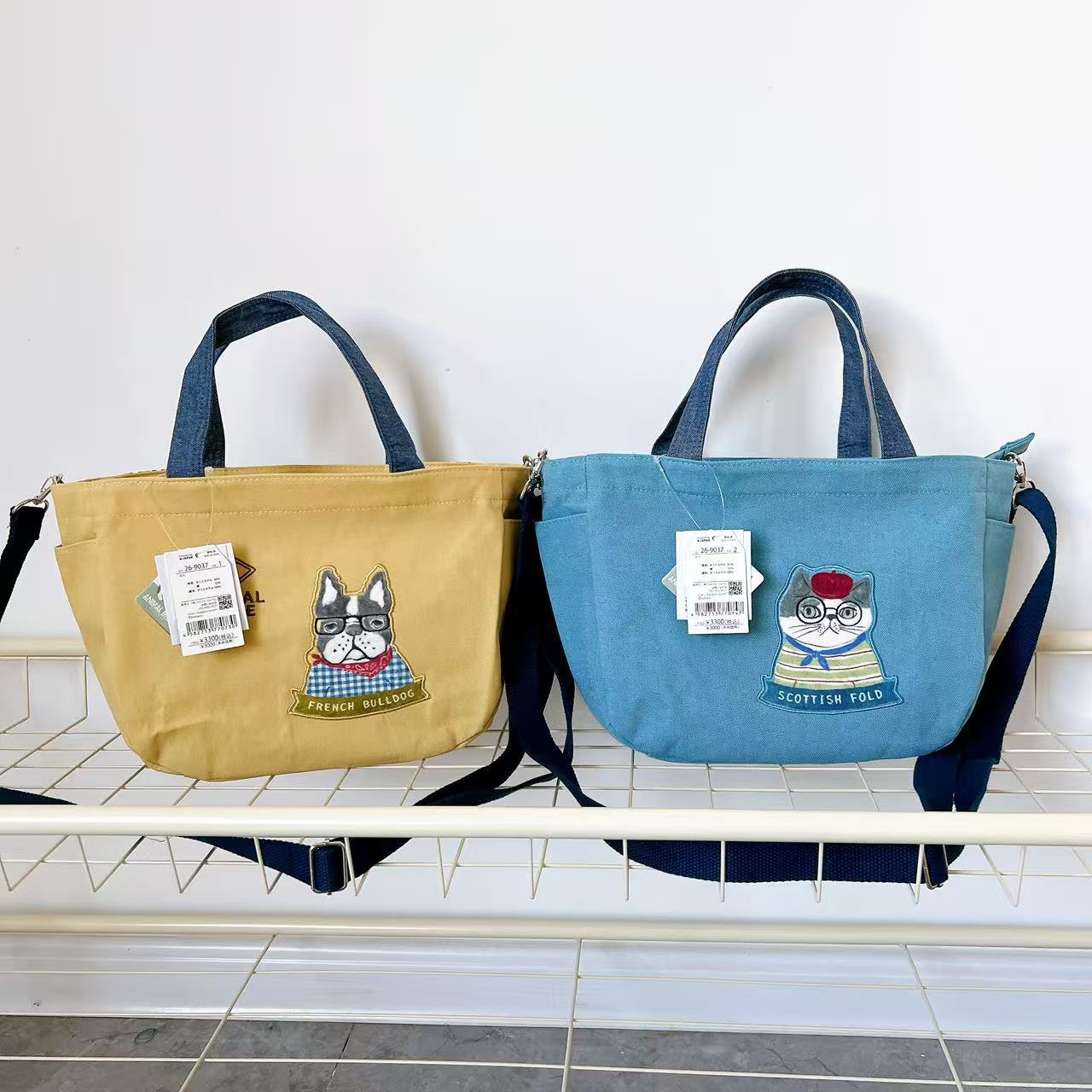 Kusuguru正品刺绣猫咪帆布包