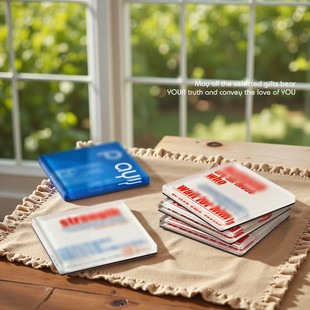 【颂】勉励力量有福指望方形【蓝白】冰箱贴亚克力磁铁装饰品磁吸