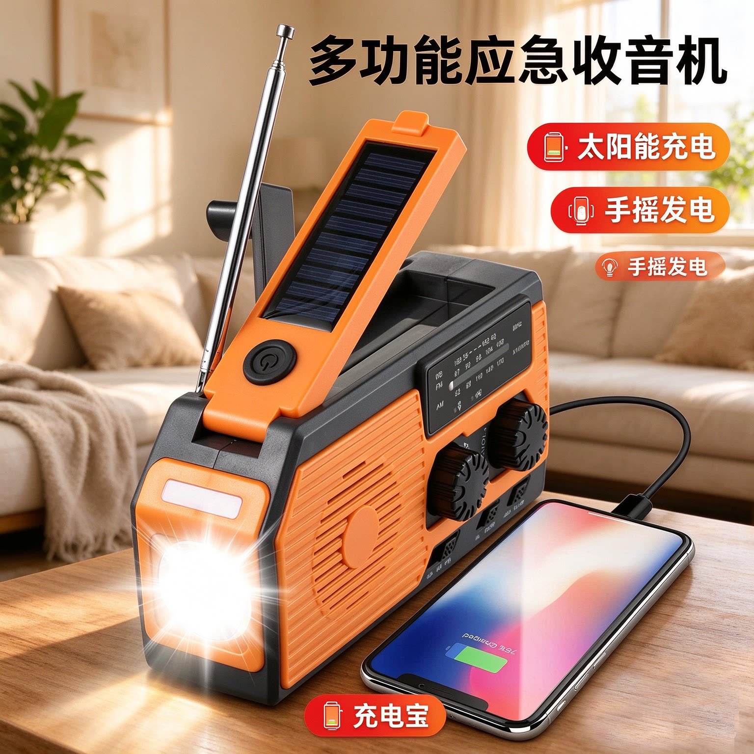 太阳能手摇应急NOAA收音机