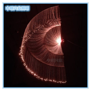 网红七彩变色塑料光导纤维灯 侧发光光纤 通体光纤水母灯水帘光纤