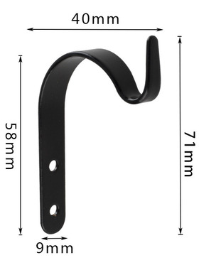 精茂B381新中式家装金属J型黑色71mm铁艺挂钩画花篮衣钩配件