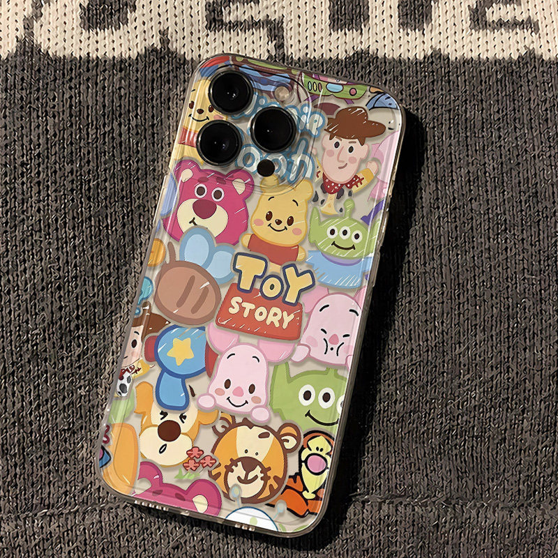 iPhone16卡通透明软15PLUS英文维尼熊动物适用12ProMax红米TURBO4PRO可爱苹果14一加13T手机壳VIVOS30PROMINI