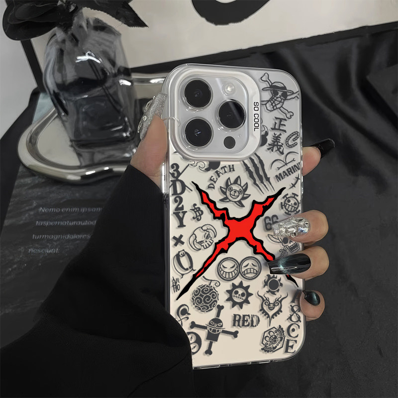 华为PURA90PRO个性iPhone13创意VIVOIQOO15彩银硬适用苹果14PLUS高级感16ProMax手机壳海贼王标志小米17ULTRA