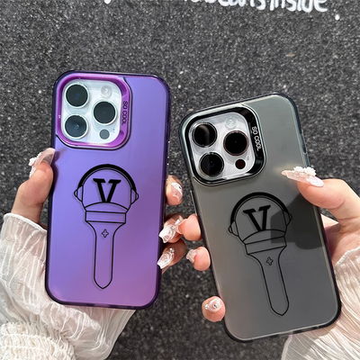 OPPOK15PRO小众iPhone14彩银苹果17适用VIVOIQOOZ11X创意华为MATE80高级感16plus硬13ProMax手机壳简笔应援棒