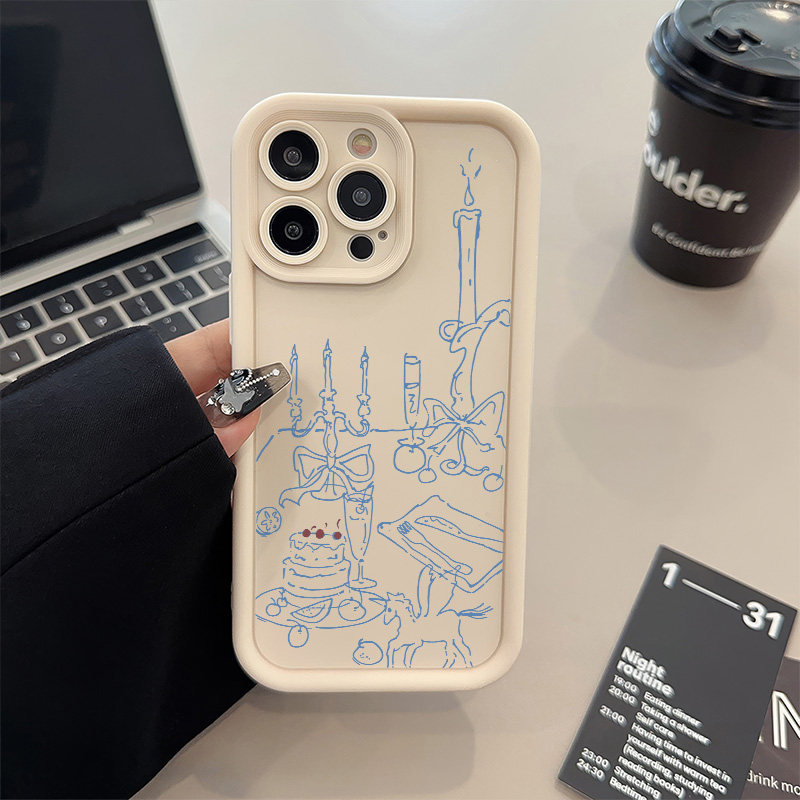 苹果14线条复古15plus糖果12ProMax手机壳iPhone13简约华为Mate70适用11软16新款小米CIVI5PRO个性红米TURBO4