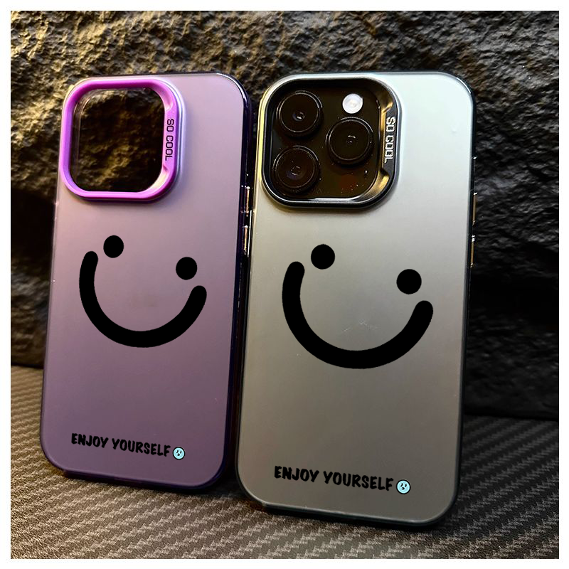 iQOOneo10适用iPhone15简约笑脸VIVOs20Pro荣耀GT小众苹果16硬12ProMax创意手机壳OPPOReno13彩银小米14ULTRA