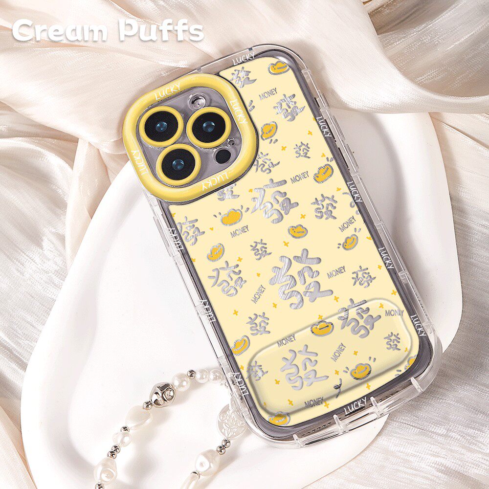 国潮满屏發15PLUS适用iPhone12小米17新款带挂绳16ProMax镜子支架手机壳软苹果14创意Reno13羽纱泡芙VIVOX300