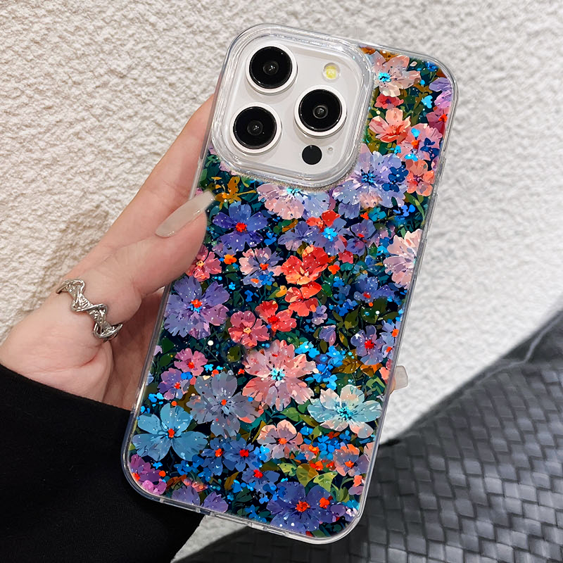 小众梦幻花朵14ProMax手机壳16e适用ins风OPPOReno13Pro羽纱硬iPhone15plus创意iQOOneo10苹果12红米k70ULTRA