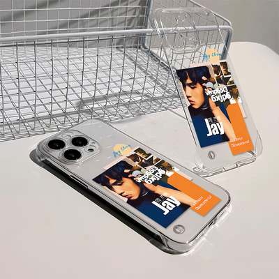 超薄OPPOReno12适用周杰伦专辑封面14ProMax无边框硬苹果16plus高级感小米15手机壳带支架透明iPhone13时尚a3