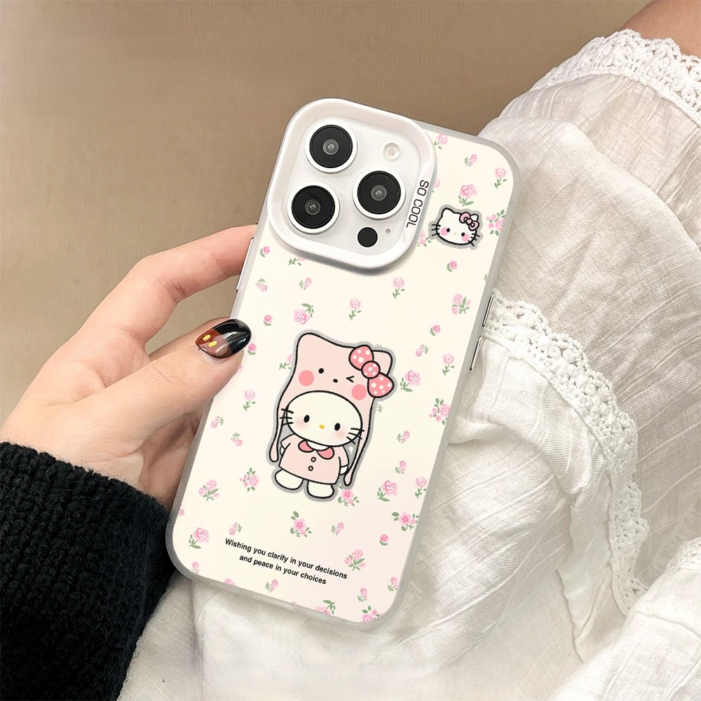 手机壳硬卡通16ProMax头套凯蒂猫OPPORENO14适用iPhone12可爱彩银苹果15高颜值IQOO13荣耀400少女心VIVOX200S