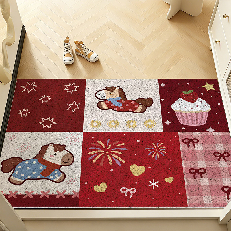 喜庆卡通丝圈入户地垫玄关进门蹭土防滑垫2026家用耐磨易清洗门垫,居家布艺,家用脚垫,淘宝优惠券,粉丝福利购,淘宝优惠卷