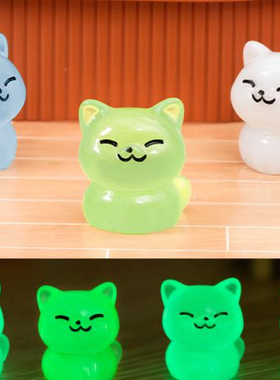 夜光小橘猫微景观卡通动物摆件桌面家居装饰品