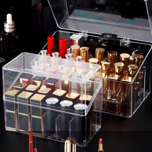 透明口红收纳盒带盖多格化妆品整理盒桌面唇釉不倒收纳架gr