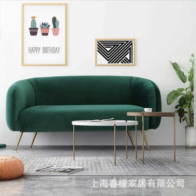 现代简约美容会所布艺沙发北欧轻奢组合客厅小户型后工作室三人位