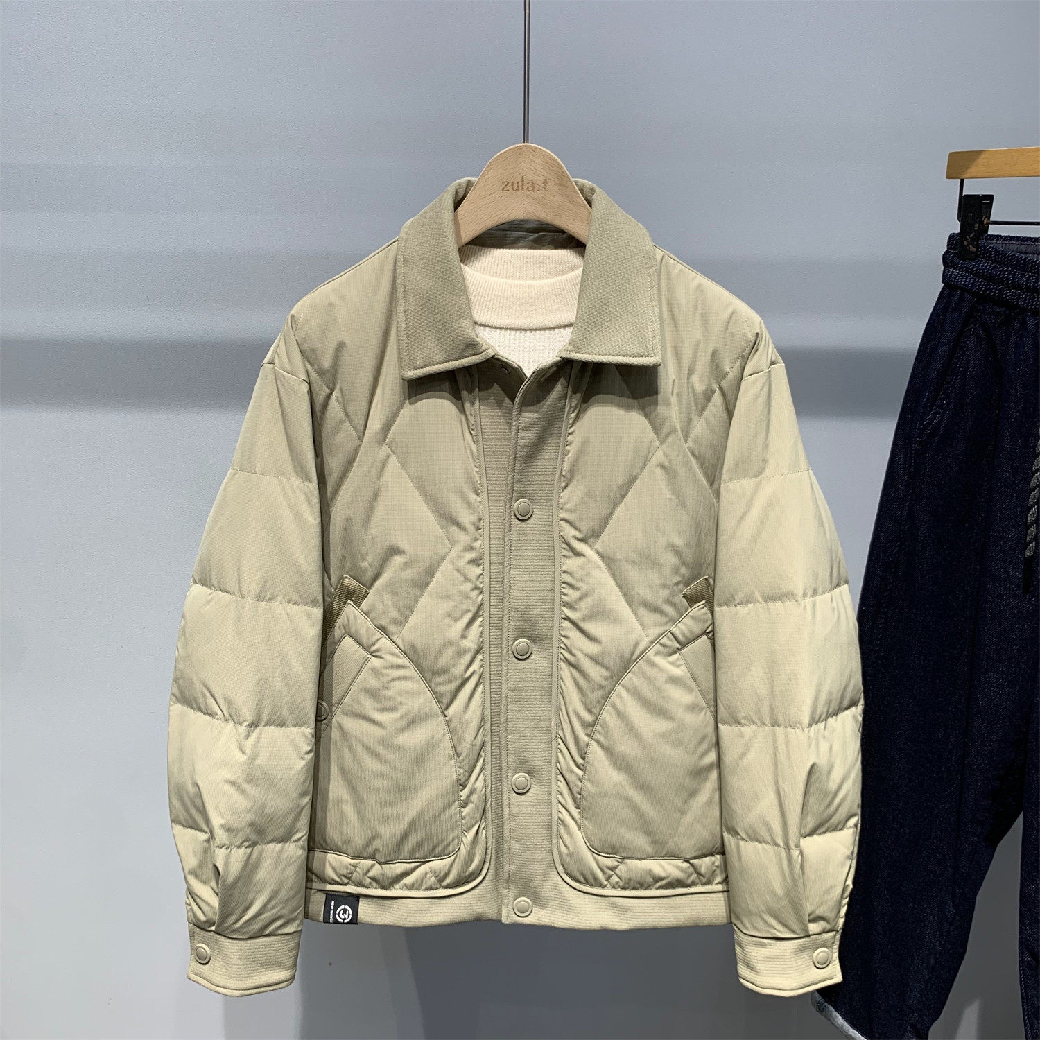 佑步仕男士翻领羽绒服秋冬季新款轻薄商务休闲工装夹克衫潮牌外套