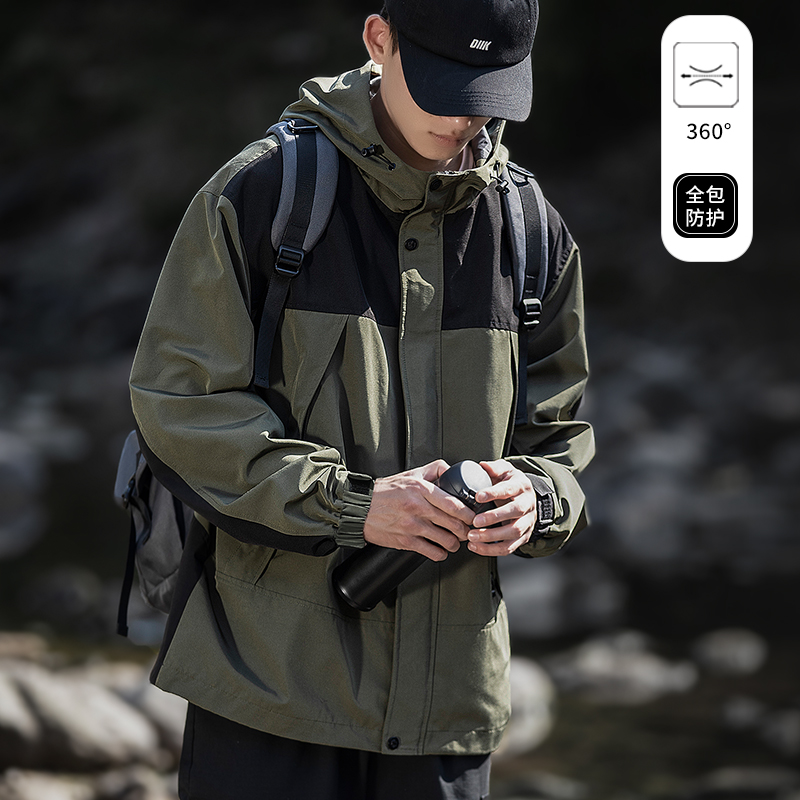 冲锋衣男士秋冬户外防水防风外套