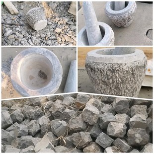 山东淄博手工天然青石捣蒜器石臼家用捣药罐研磨器蒜石臼子蒜臼子