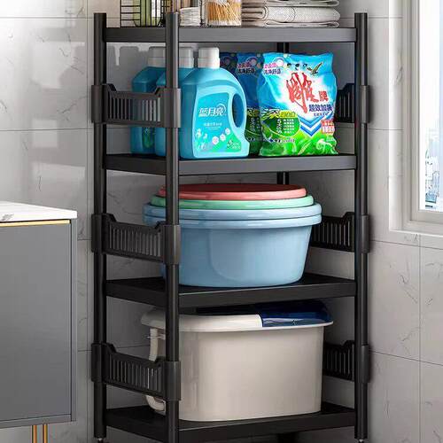 化妆室落地式浴室洗漱用品洗衣液置物架厕所夹缝多层脸盆收纳层架