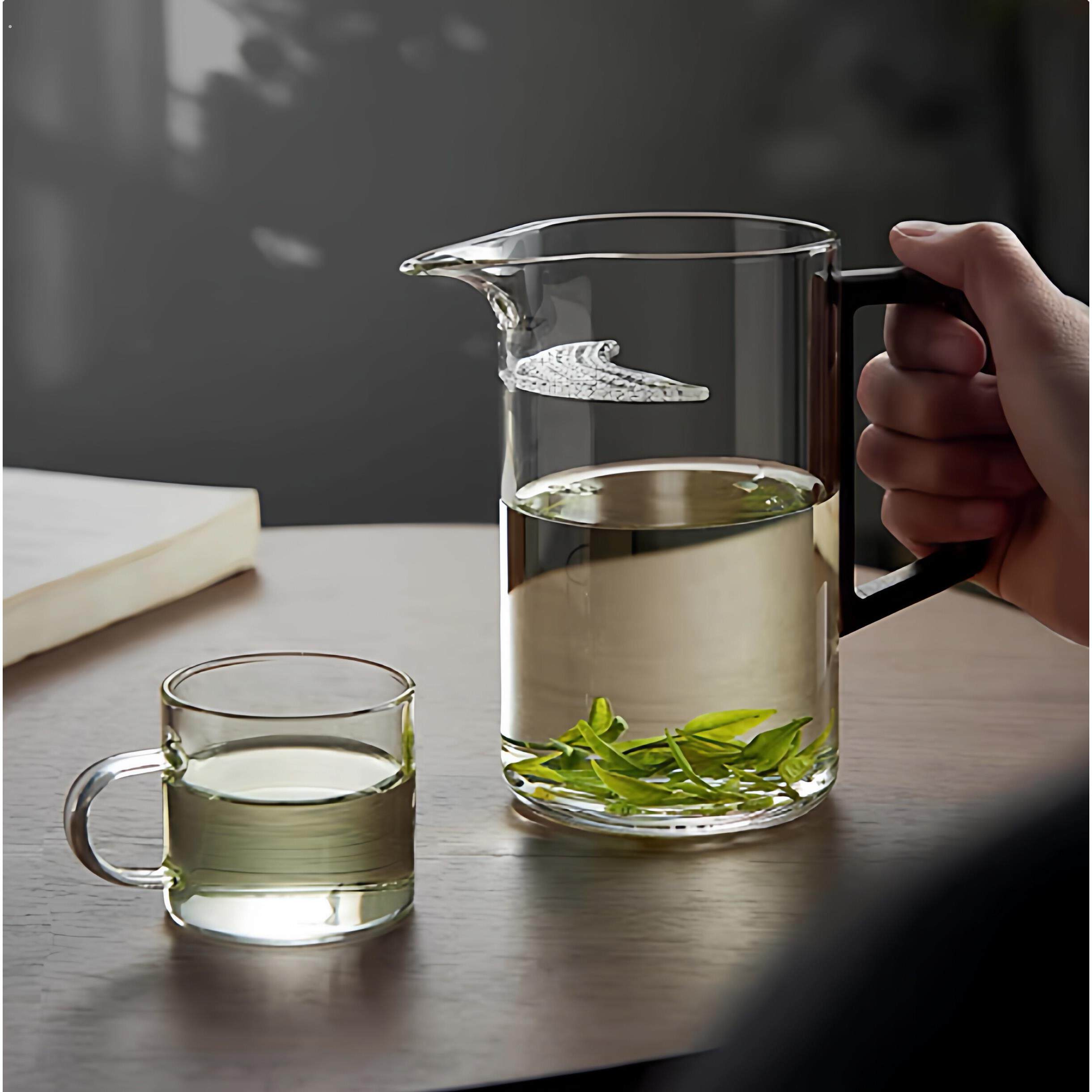玻璃公道杯加厚分茶器茶水分离月牙杯过滤绿茶杯茶漏一体泡茶壶
