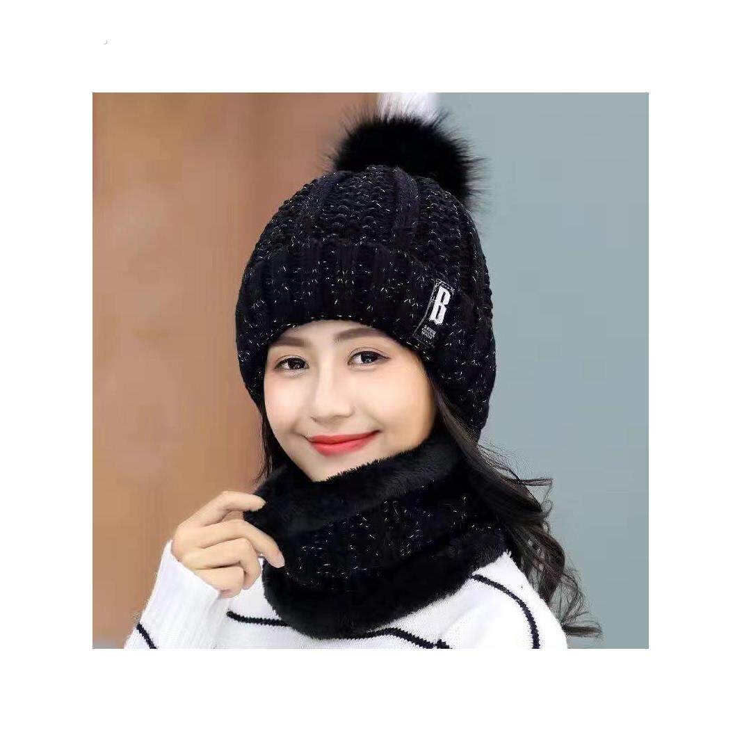 帽子女款冬天时尚洋气保暖护耳针织帽妈妈毛线帽女士冬季防寒骑车
