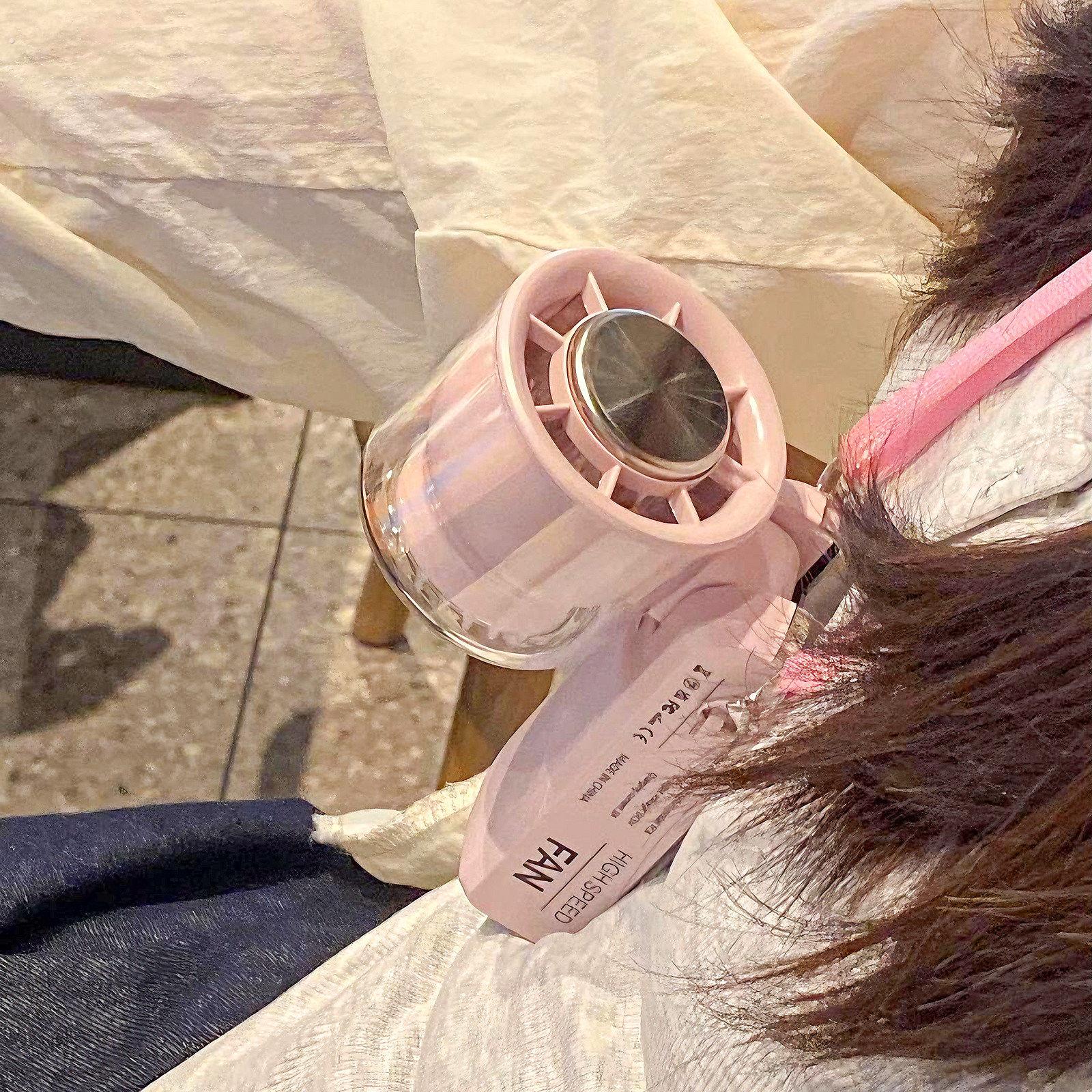 挂脖风扇手持小型静音制冷小电风扇超长续航大风力数显照明一体灯
