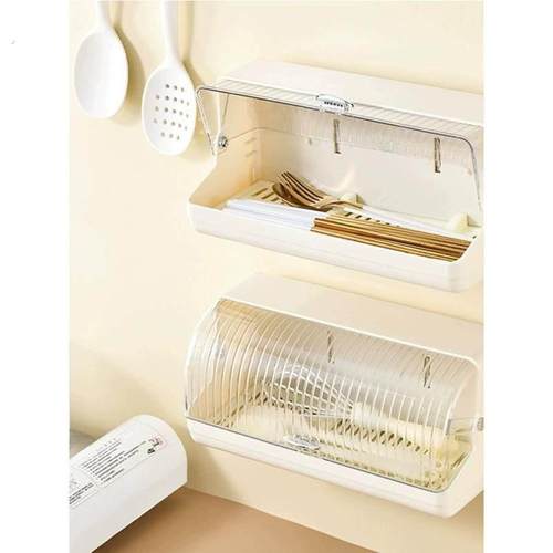筷子收纳盒家用高档新款壁挂式放勺子筷子筒置物架沥水防尘筷篓笼