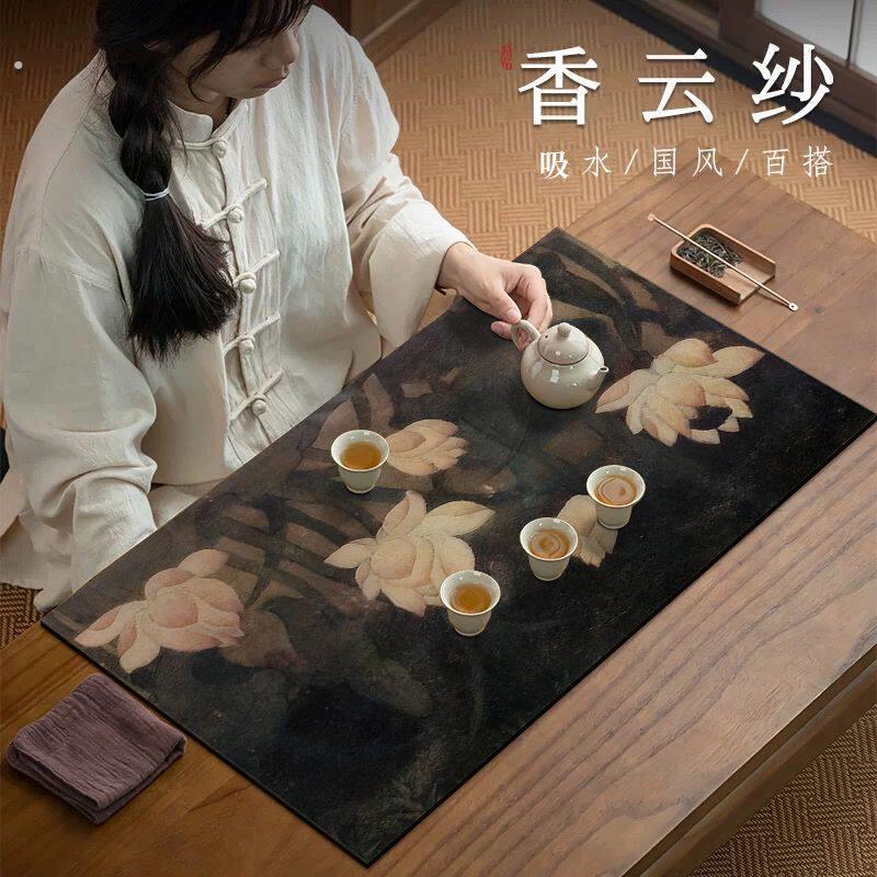 茶盘专用垫中式硅藻泥茶席吸水速干茶垫子茶桌__垫茶台桌布隔热垫