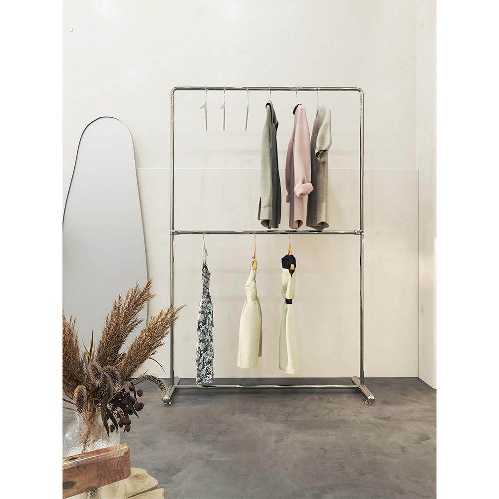 服装店展示架双层挂衣架男女童装可调节陈列架卧室阳台不锈钢货架