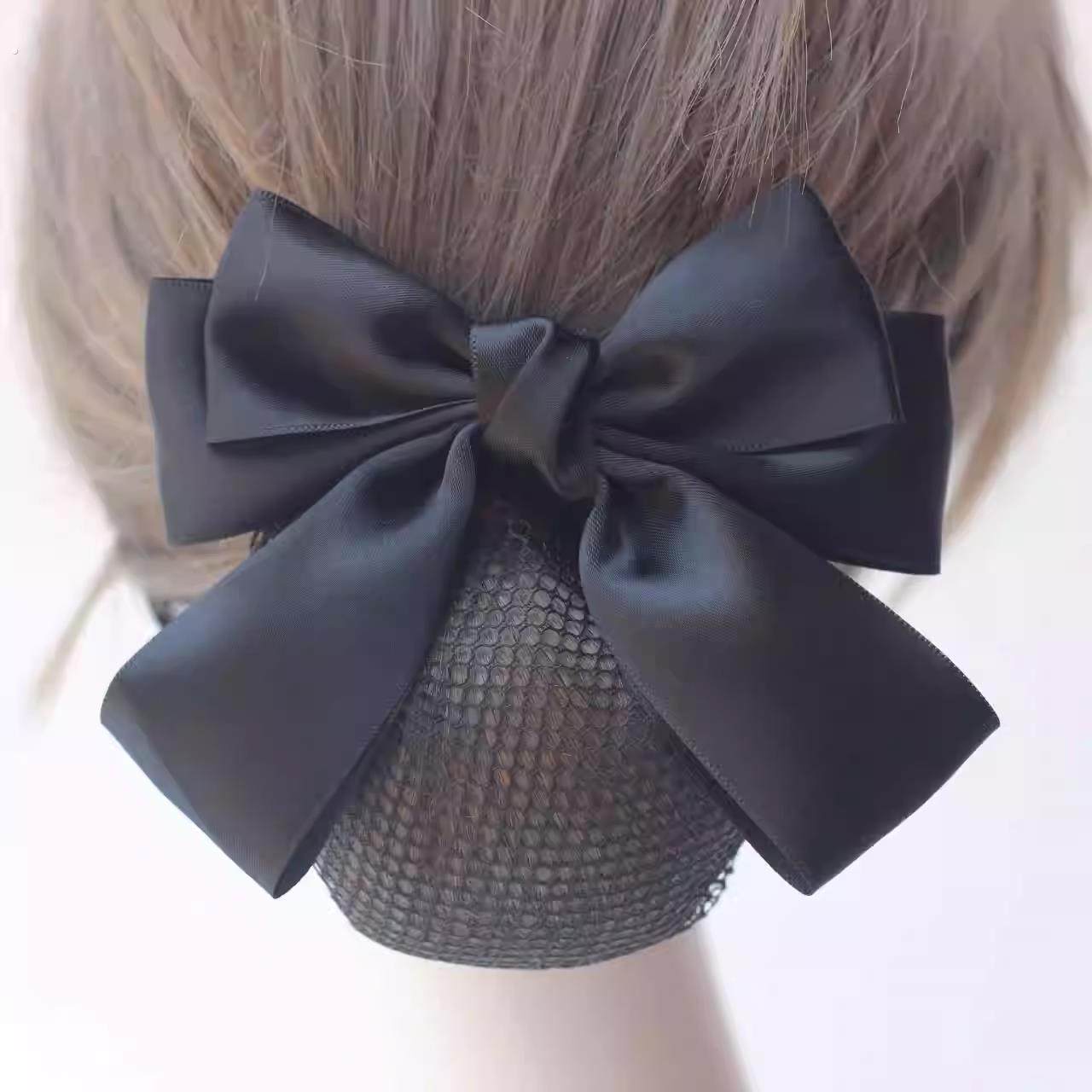 头花女网兜职业发网护士盘头发蝴蝶结服务员酒店黑色头饰发饰发套