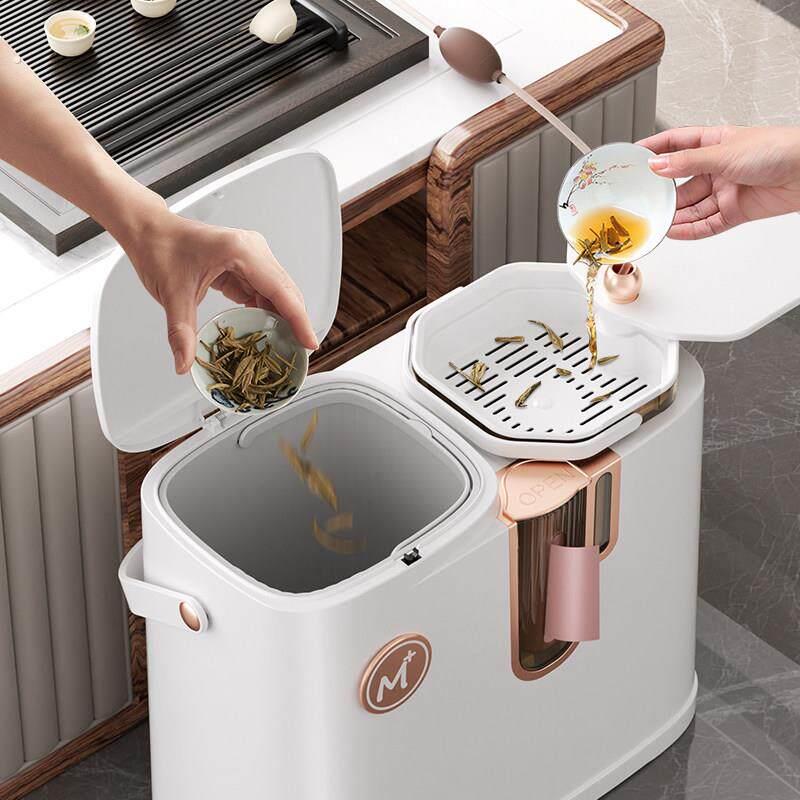 茶水桶废水桶带排水管干湿分离大容量新款高端桌下接茶水桶茶渣桶
