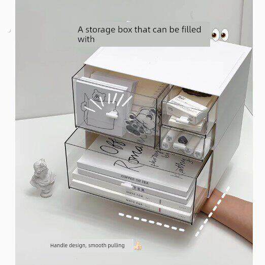 桌面抽屉式收纳箱学生宿舍书桌改造桌透明亚克力小隔间收纳架