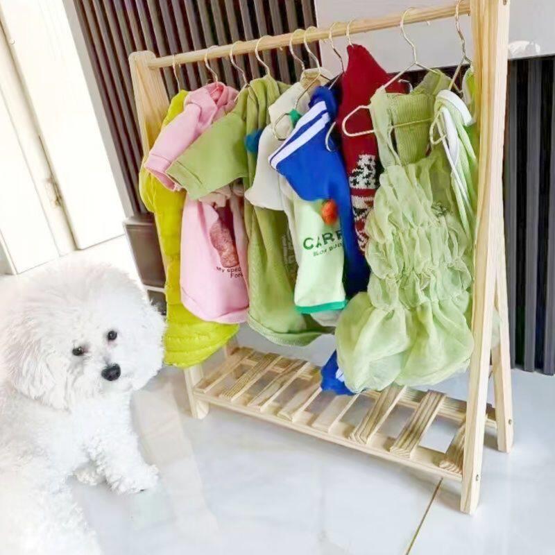宠物衣架,狗狗衣服猫咪衣服收纳,全实木落地宠物衣服四季衣架