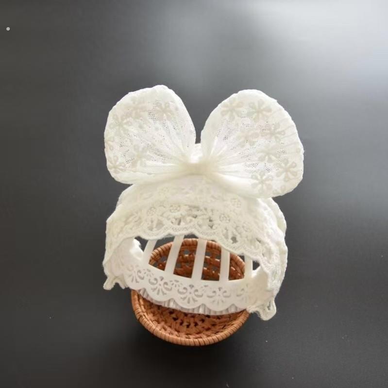 新生婴儿夏天护囟门帽子小月龄宝宝薄款透气公主帽可爱蝴蝶结胎帽