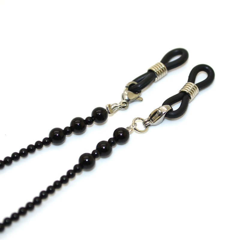 黑色玛瑙珠子眼镜链眼镜防掉落挂链男女通用款手工串珠眼睛链子