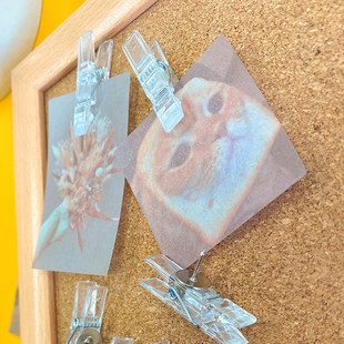 工字钉软木板留言墙公告栏装 10个透明夹子图钉盒装 饰按钉创意DIY