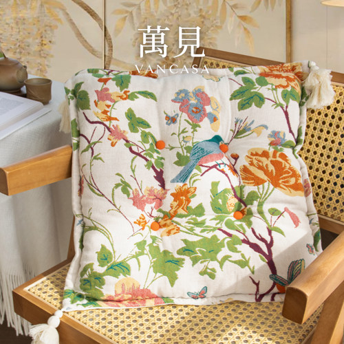 万见绿萼卧花法式东方坐垫轻奢风