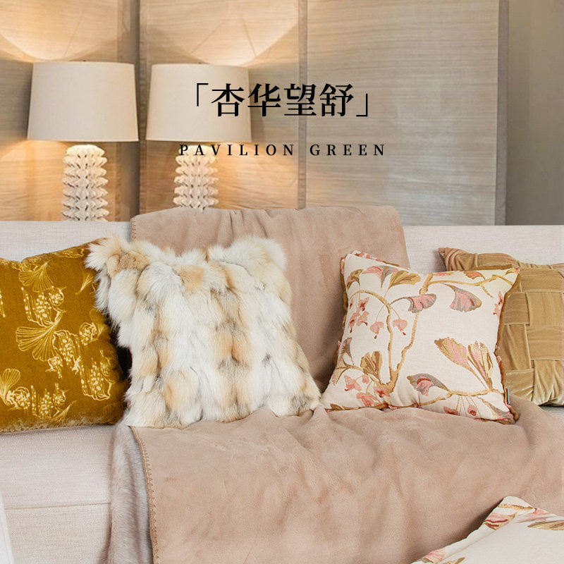 新中式抱枕高级金黄复古丝绒靠枕