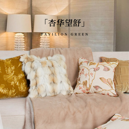 新中式抱枕高级金黄复古丝绒靠枕