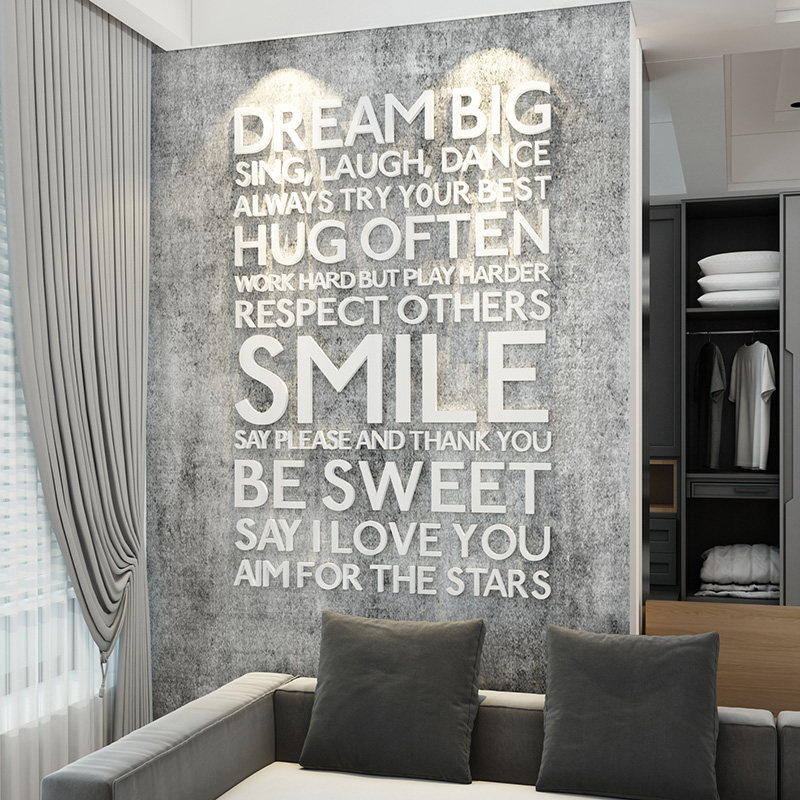 优选创意英文字母文字激励贴纸ins风办公室简约墙壁装饰亚克力墙,家居饰品,软装墙贴,淘宝优惠券,粉丝福利购,淘宝优惠卷