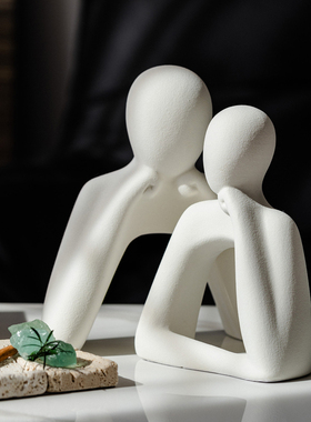 掬涵情侣艺术陶瓷摆件意式极简人物客厅玄关家居软装创意装饰品