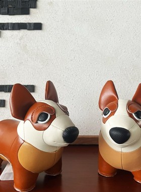 玩宠 萌宠系列  柯基犬手工皮质暖居生日礼物儿童公仔装饰摆件