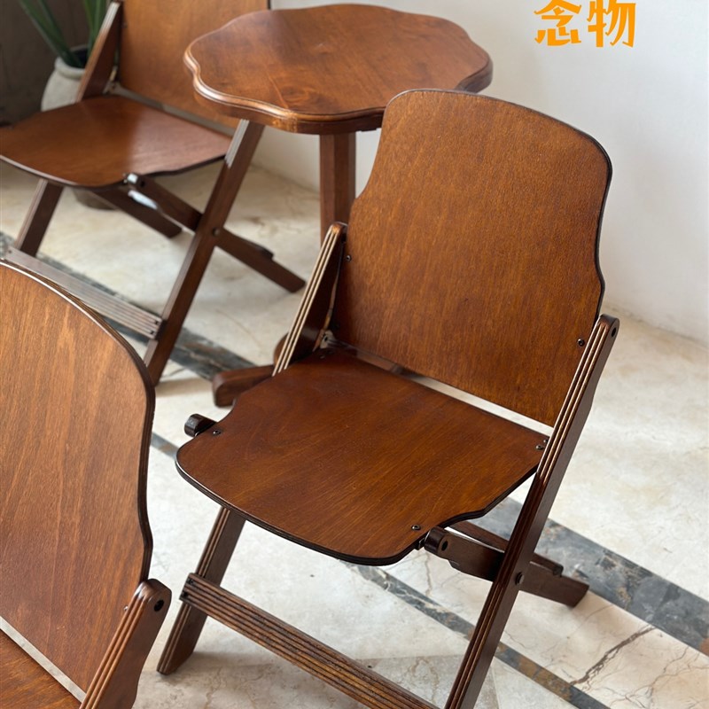 复古影院折叠椅风琴椅咖啡店椅子花园洋房露台折叠椅子民宿休闲椅