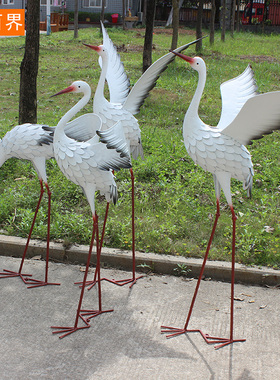 户外仿真白鹭鹤铁艺花园景观装饰品森系主题婚礼t台装饰舞台摆件