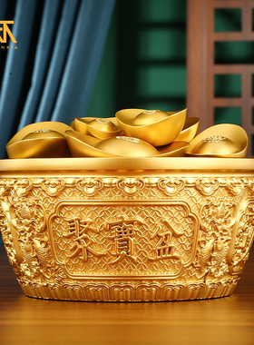 铜聚宝盆摆件麒麟聚宝盆实心黄铜家用客厅店铺摆设乔迁开业礼品
